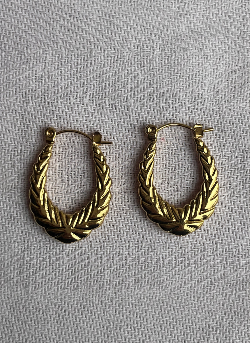 Textured Oval Hoop Earrings